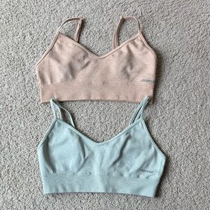 Bo+Tee Bundle of 2 Sports Bras in Green and Tan Women’s Size M